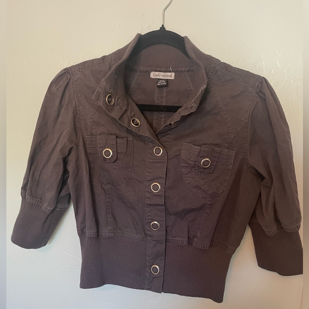 Body Central Dark Brown Bomber Jacket